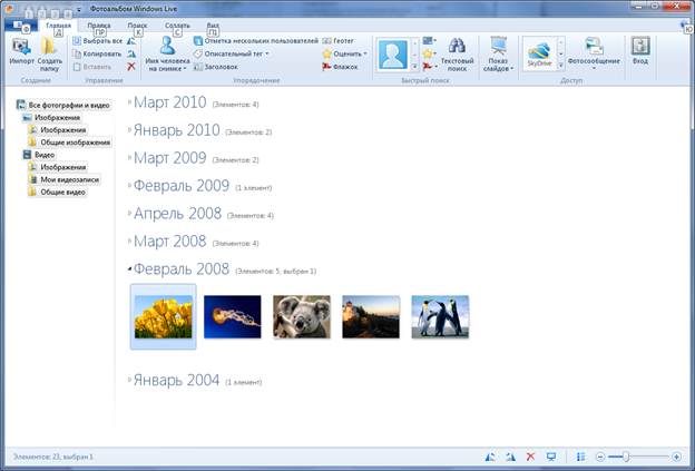 Фотоальбом Windows Live 2011